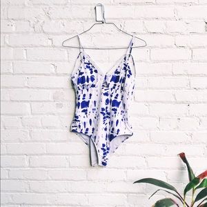 Indigo + White Shibori Swimsuit